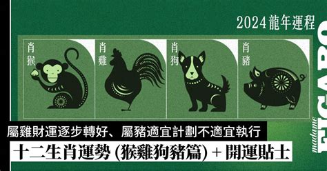 2024年龍年運程|2024龍年運程｜十二生肖運勢預測 (屬猴、雞、狗、豬 